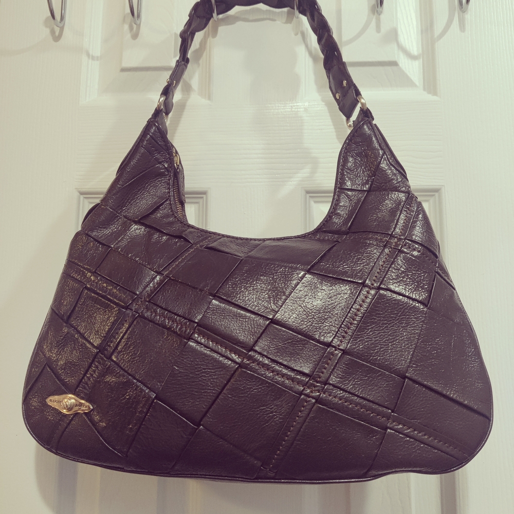 Lucca Woven Leather Hobo Bag - Dark Brown